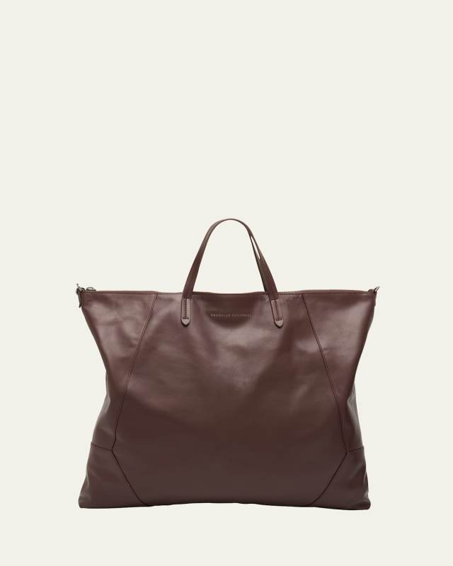 Duo Large Calfskin Shopper Shoulder Bag